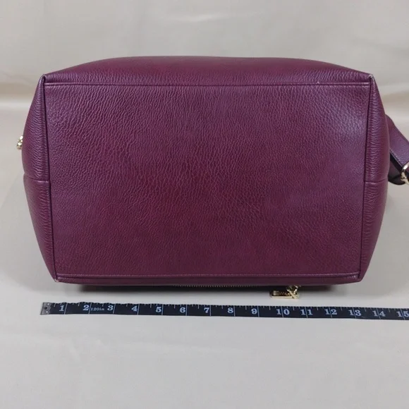 Poppy & Peonies Go Getter Vegan Leather Elegant Purple Berry Tote Bag Purse - Picture 3 of 16